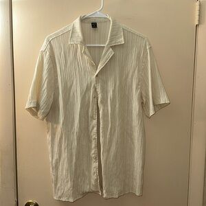 Cream textured button down shirt